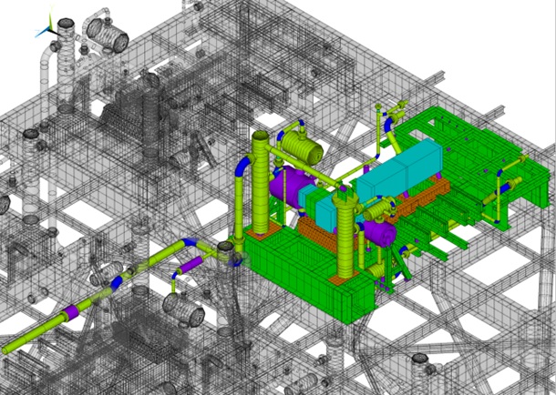 Structural finite element model of reciprocating compressor package mounted on offshore platform ANSYS