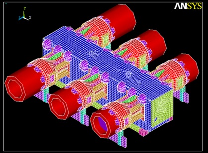 Reciprocating compressor frame and distance piece finite element model ANSYS